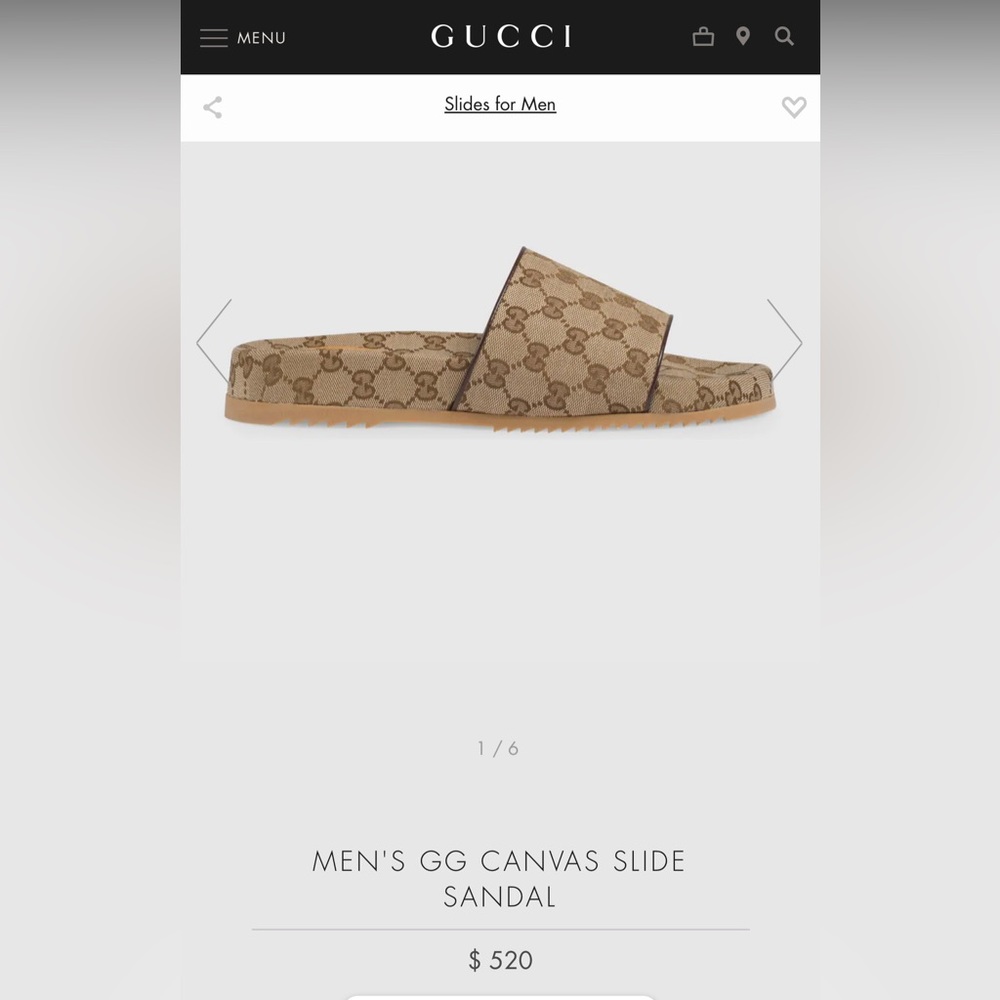 Authentic gucci GG CANVAS slide